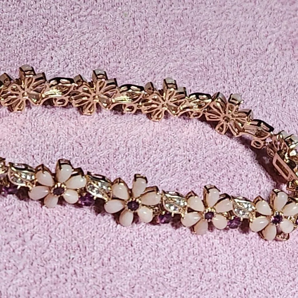 JTV Pink Opal 18k Rose Gold Over Sterling Silver Bracelet - Picture 8 of 11